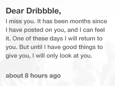 Dear Dribbble,