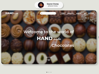 HANDMADE Chocolate store- Landing Page adobexd black chocolate design dribbble ecommerce fonts handmade landing page minimalist ui ui design ui ux webdesign xd design