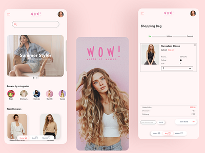 Wow! Fashion mobile app adobexd app design dribbble e commerce figma minimalistic mobile app mobile interface pink shopping ui design uiux ux design women womens fashion xd
