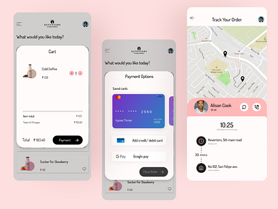 Keventers mobile app adobe xd card design ecommerce figma keventers pink shopping tracking ui uidesign ux uiux uxdesign