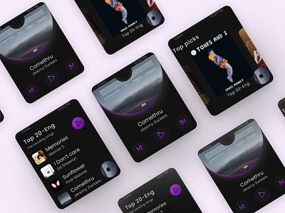 Watch Music Player adobexd apple apple watch dribbble englishsongs figma minimal music music player ui ui design uiux violet