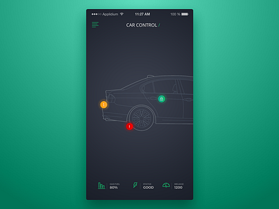 Car Control Preview #2 apple car carinfo interfacedesign ios iphone minimal mobile smartcar ui uiux ux