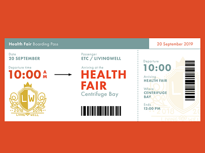 Passport To Health boarding pass boardingpass branding design event event branding event flyer hand lettering handlettering illustration illustrator indesign layout logo typography