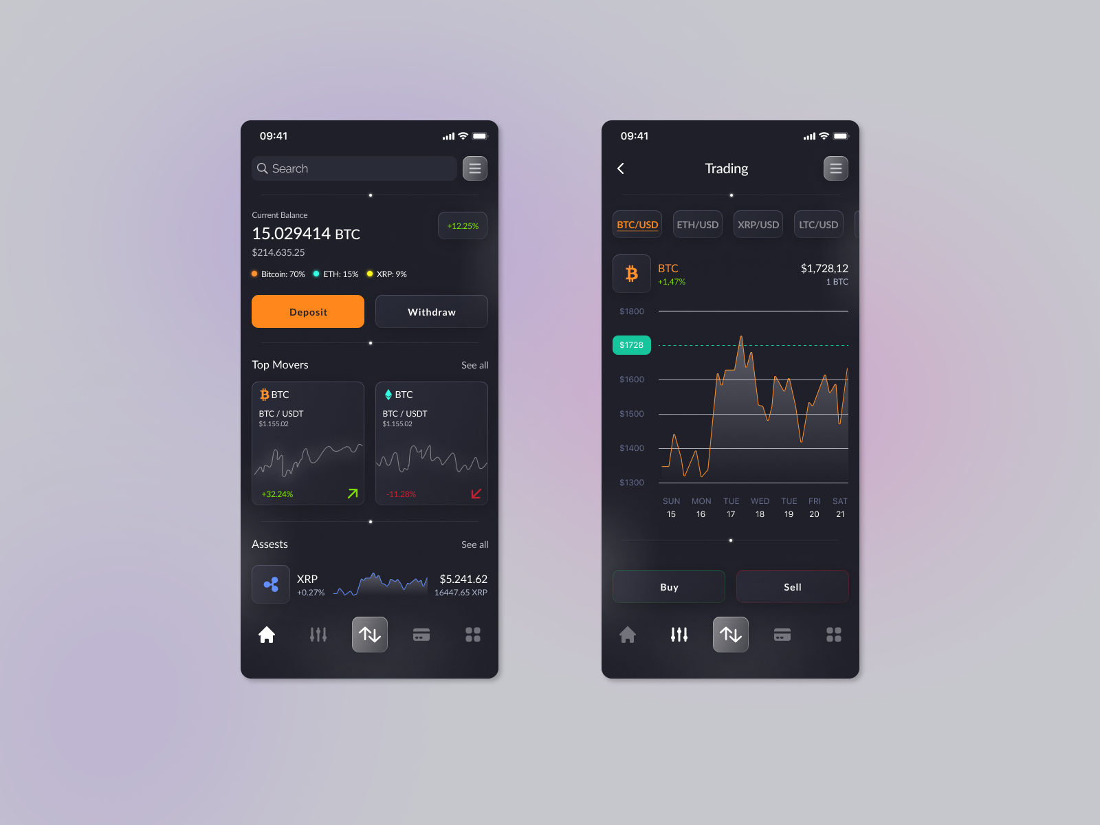 Crypto app / trading by Murad Barkho on Dribbble