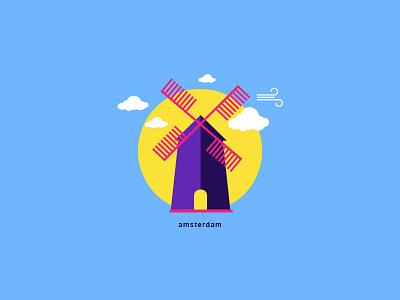 Amsterdam Windmills amsterdam icon iconography illustrations pop colors sunny windmills
