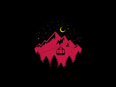 Swiss Alps alps cable car illusttration jcimagination mountains night sky swiss travel