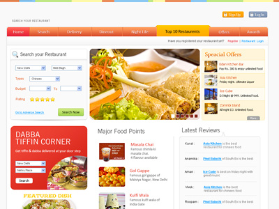 Search Restaurants design homepage restaurants search template web website