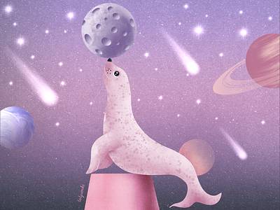 Space Seal illustration illustrator ipadproart procreate procreate art procreate tutorial space
