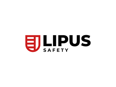 Lipus Safety - Logo Design black brand brand identity branding design lipus logo logo design logos logotype minimal red safety shield signet typo typography vector
