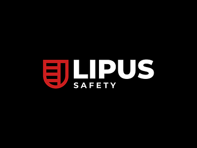 Lipus Safety - Logo design brand brand identity branding design lipus logo minimal red safety shield signet vector vending machine white