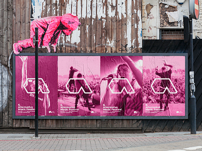 Alter Music Festival - Posters design a letter alternative billboard brand brand identity branding concert design festival logo minimal music pink poster posters singer singers stage vector wall