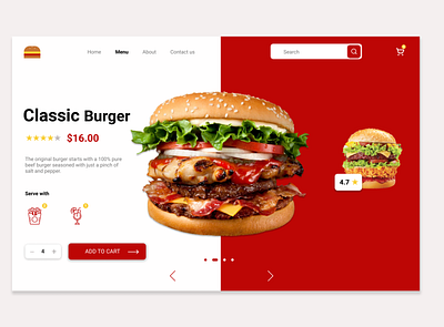 Burger - landing page appdesign burger burger app burger logo burger menu design interaction landingpage red ui ui ux uidesign
