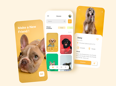 Pet Adoption Application Concept appdesign design interaction petapp ui ui ux uidesign