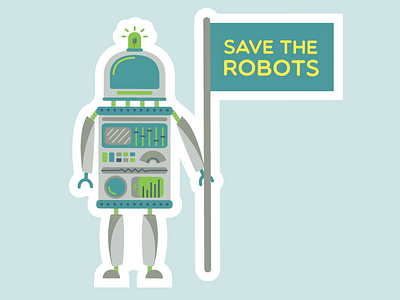 Save The Robots flag robot sticker