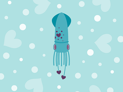 The Lovely Squid bubbles cephalopod hearts squid underwater
