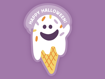 Melting Ghost on a Waffle Cone ghost halloween ice cream sprinkles sticker waffle cone