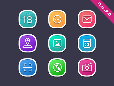 Free Rounded Colorful Icons set