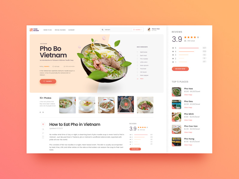 Food Review Blog Entry by Duong Tan on Dribbble