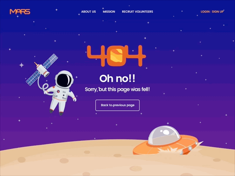 404 page concept 404 404page astronaut error page mars uisml