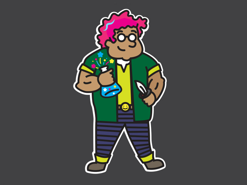 “Dr.” James Dobbson cartoon design character board games illustration dnd