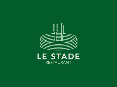 Restaurant Le Stade logo design fork fork logo illustration knife knife logo logo logo design logodesign restaurant restaurant logo stade stade logo stadium stadium logo
