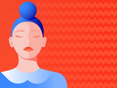 Woman Portrait for Storytel editorial illustration fashion girl gradient hair hairstyle illustrator meditation mindfulness minimal relax woman