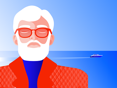 Illustration for Storytel bearded man editorial illustration fashion man meditation mindful mindfulness minimal old man relax vacation