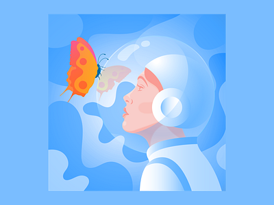 Regeneration butterfly editorial illustration future girl girlpower metaphor mindful minimal regeneration space woman