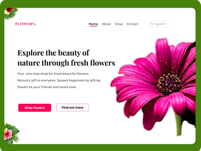 Hero page for flower shop hero section landing page