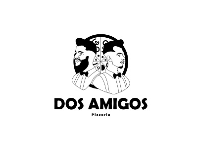 DOS AMIGOS Pizzeria art branding design illustration illustrator logo typography ui ux vector