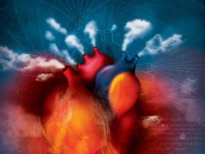 Burning Heart fire heart illustration science