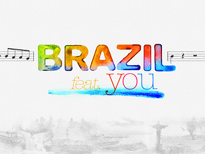 Brazil Feat. You bossa nova brazil logo music samba watercolor