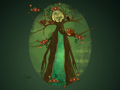 The Moon God character design forest forest animals forest illustration photoshop photoshop painting