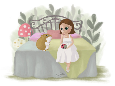 Shush, my Ladybug had a rough day character design characterdesign children book illustration childrens book childrens illustration girl character girl illustration hamster illustration illustrator ladybug photoshop