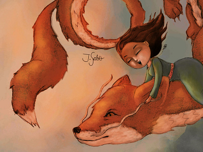 The Fox Dragon character design characterdesign children book illustration childrens book childrens illustration dragonillustration foxdragon girl character girl illustration illustration illustrator inspiredbyghibli photoshop