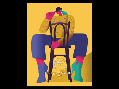 Woman sitting on a chair big hands illustration color palette 2021 flat illustration flatdesign grainy effect illustration illustration trends 2021 logo daily logo design minimalist illustration minimalist logo modern color palette modern illustration owl logo small head big body vector flat design illustration vector flat design illustrator vector flat illustrator design