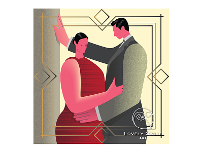 Couple In Love art deco design art deco poster character design couple in love flat vector graphic design logo design logo designer logodesign love couple man art deco minimalist illustration minimalist logo owl logo retro design retro poster vector illustration vintage design vintage poster woman art deco