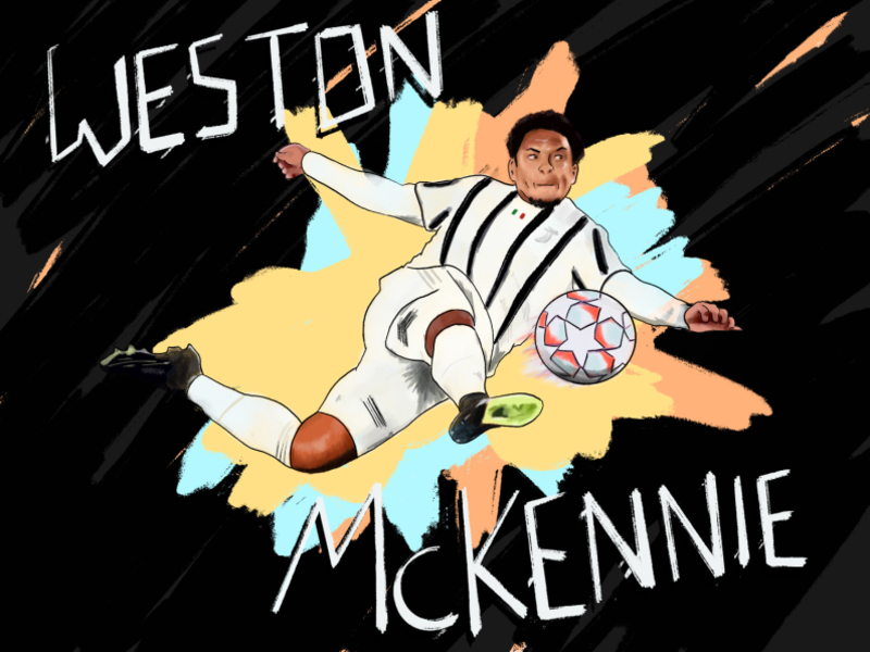 Weston McKennie barcelona champions champions league football goal illustration juventus soccer
