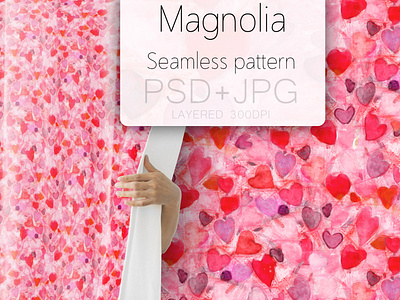 Watercolor hearts seamless pattern