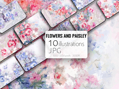 Beautiful oil painting flower and paisley illustration illustration