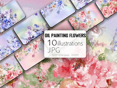 Beautiful oil painting flower illustration