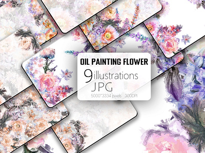 Elegant abstract oil painting flower illustration