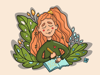 A girl art branding design doodleart illustration illustrator sticker vector