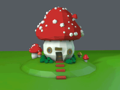 Gnome Wave c4d cinema 4d gnome low poly mushroom house spring