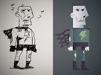 Zombie Hero Sketch cartoon character illustration