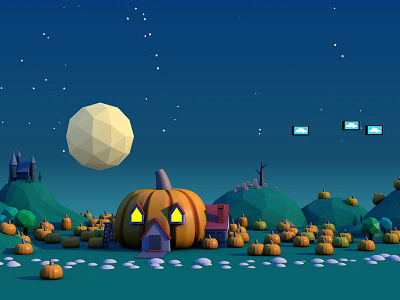 Low Poly Halloween 2 3d c4d cartoon cinema 4d graveyard halloween low poly spooky