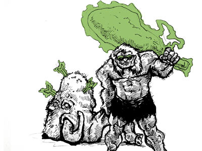 Green Lantern Caveman character comic doodle green illustration