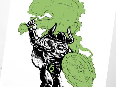 Green Lantern Viking character comic doodle green illustration