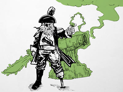 Green Lantern Pirate character comic doodle green illustration