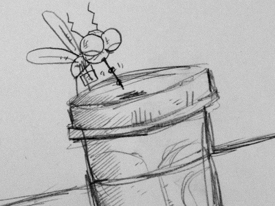 Coffee Bug with Cup concept doodle sketch